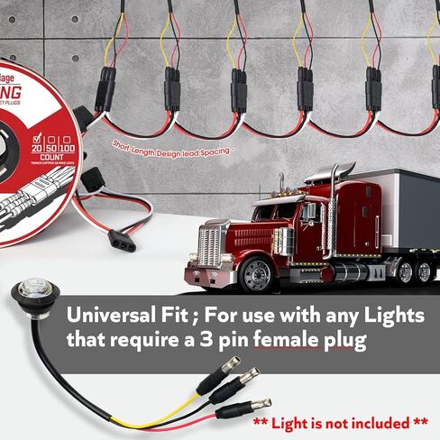 20 Counts of 3 Prong Female Bullet Plug Wiring Harness Continuous Wire Harness Roll (4" Lead Spacing Between Plugs) 3 Prong Socket Plug in Kuwait