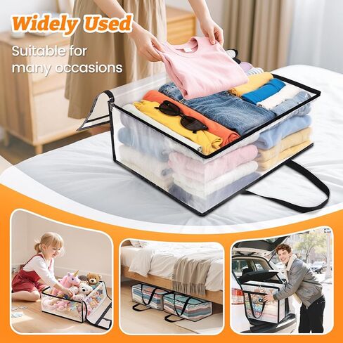 BlissTotes 4 Pack Clear Clothes Storage Bags, Moving Bags, Foldable Blanket Storage Under Bed Storage Containers with Sturdy Zipper and Handle for Clothing, Comforter, Bedding, Sheet (40L) in Saudi Arabia