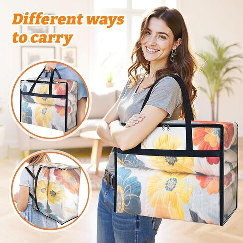 BlissTotes 4 Pack Clear Clothes Storage Bags, Moving Bags, Foldable Blanket Storage Under Bed Storage Containers with Sturdy Zipper and Handle for Clothing, Comforter, Bedding, Sheet (40L) in Saudi Arabia
