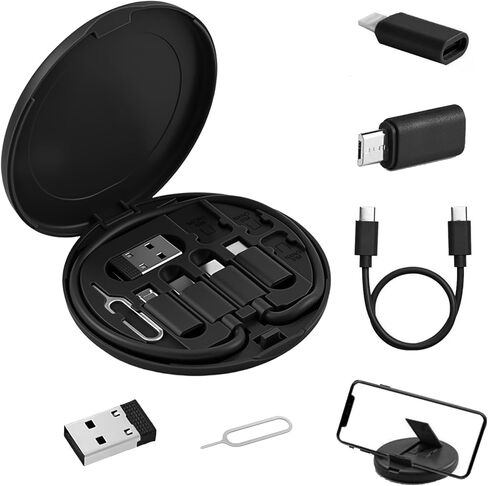 مجموعة كابل محول USB C، حافظة كابل شحن متعددة محول USB C إلى جهاز iOS/النوع C/Micro/USB A محول للسفر (أزرق) in Kuwait