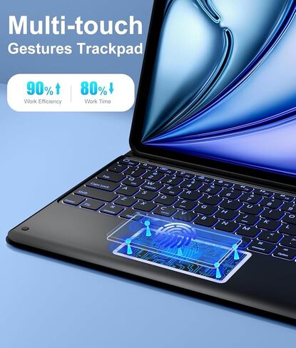 حافظة لوحة مفاتيح بلوتوث لجهاز Lenovo Tab K10/G11 10.95 بوصة، K10c/S10/Tab 10.1 بوصة، K12/Idea Tab Pro 12.7 بوصة - لوحة مفاتيح لاسلكية قابلة للفصل مع لوحة اللمس (أسود، Tab K10c 10.1 بوصة، إضاءة خلفية ذكية مدمجة) in Kuwait