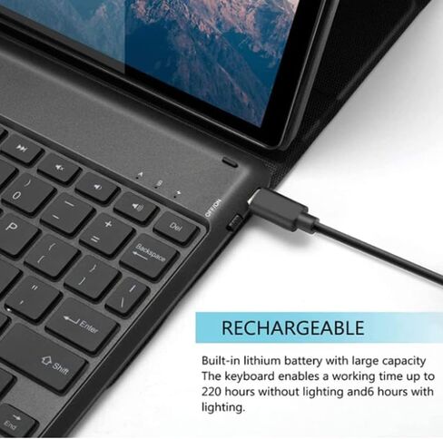 حافظة لوحة مفاتيح بإضاءة خلفية لجهاز Xiaomi Redmi Pad Pro 12.1 بوصة 2024/Xiaomi Poco Pad 12.1 2024، لوحة مفاتيح لاسلكية بإضاءة خلفية مع غطاء حامل جلدي، عمر بطارية طويل، أسود in Kuwait