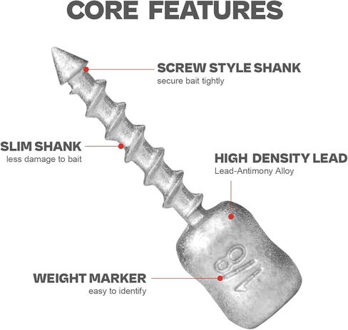 60/80-PCs Hard Alloy Screw Nail Weights, Stamped Insert Bass Fishing Sinkers, Assortment 6 Sizes for Neko Rig/Hover Rig&Wacky Worm Rig in Saudi Arabia