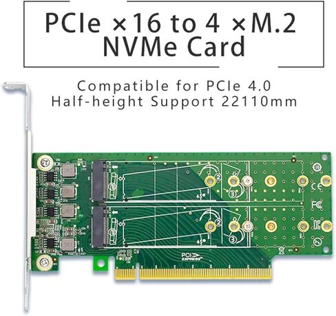 PCIe x16 to 4-Port M.2 NVMe SSD Adapter- Low Profile in Kuwait