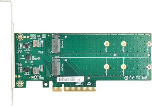 PCIe4.0 x8 to Dual Ports M.2 NVMe SSD Adapter Support 2260/2280/22110 in Kuwait