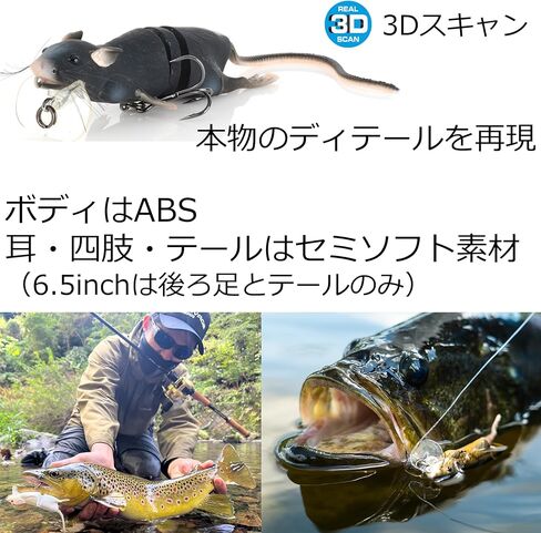 Savage Gear 3D Rad Rat Fishing Bait، 1 أونصة، أبيض، ملامح واقعية، ألوان وحركة، بناء متين، خيارات تزوير متعددة الاستخدامات، تكوين خطاف ثلاثي مزدوج in Kuwait