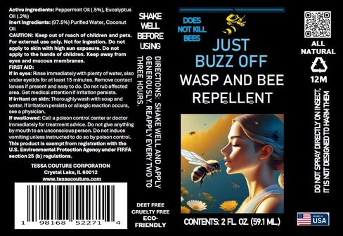 Wasp & Bee Repellent 2 Oz. Pack of 3, 100% Organic, Deet Free, Eco Friendly. Designed to Protect Humans and Insects. - Small in Kuwait
