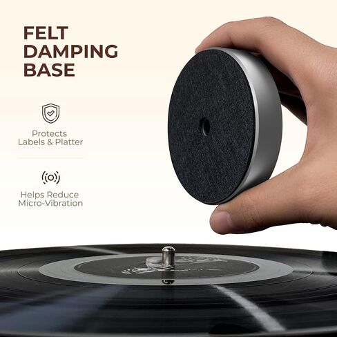 Qlearsoul SoulBox S1 Black Vinyl Record Player with Stereo Speakers & Silver Aluminum Record Weight Stabilizer in Kuwait