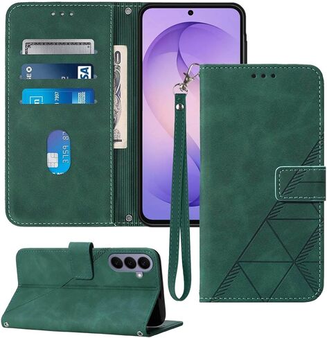 محفظة لهاتف Samsung Galaxy S26، فتحات حامل البطاقات، حزام المعصم، واقي داخلي للهاتف من مادة TPU، جلد PU بحامل، حافظة S26 2026 (6.3 بوصة) غطاء قابل للطي (أزرق) in Kuwait