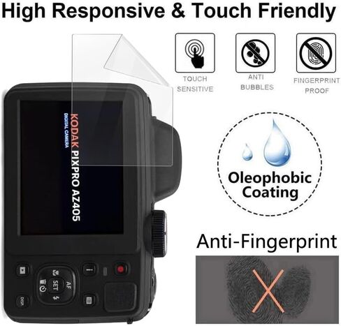 واقي شاشة Kodak PIXPRO AZ405 - [3 عبوات] طبقة TPU ناعمة وشفافة عالية الدقة [مضادة لبصمات الأصابع] [مضادة للخدش] [خالية من الفقاعات] متوافقة مع كاميرا Kodak PIXPRO AZ405 الرقمية in Kuwait