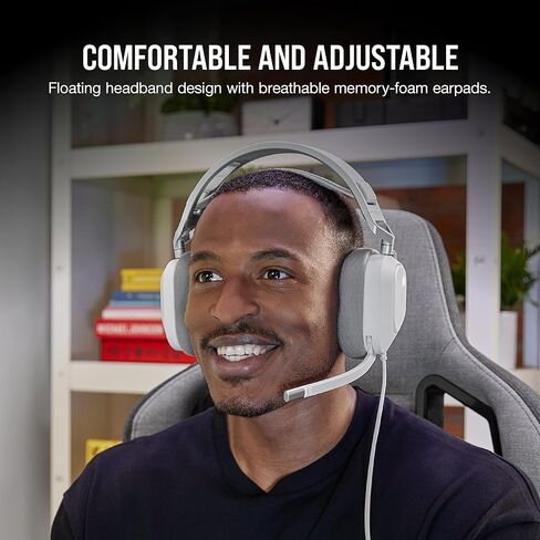 Corsair HS80 RGB USB Premium Gaming Headset with Dolby Audio 7.1 Surround Sound - White (Renewed) in Kuwait