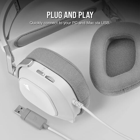 Corsair HS80 RGB USB Premium Gaming Headset with Dolby Audio 7.1 Surround Sound - White (Renewed) in Kuwait