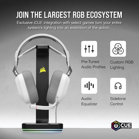 Corsair HS80 RGB USB Premium Gaming Headset with Dolby Audio 7.1 Surround Sound - White (Renewed) in Kuwait