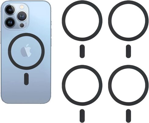 Universal Metal Rings Sticker,Wireless Charging Magsafe Accessories,Magsafe Ring Sticker for Phone Case,Magsafe Magnetic Ring for iPhone 15/14/13/12/11, Galaxy S23/S22/S21 (Black 4pcs) in Saudi Arabia