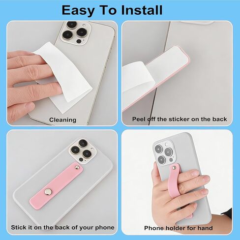 Phone Grip Holder, 4 Pack Cell Phone Grip Strap Telescopic Finger Strap Stand Universal Finger Kickstand for Most Smartphone - Pink Green Blue Purple in Kuwait