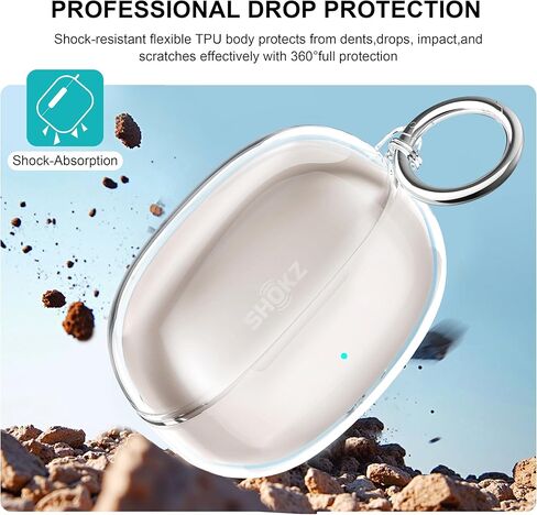 Aircawin لـ SHOKZ Open Dots حافظة واحدة شفافة، لـ SHOKZ Open Dots One Case Cover 2025، مادة TPU الناعمة المقاومة للصدمات لسماعات الأذن اللاسلكية SHOKZ ملحقات سماعات الأذن مع حلقة تسلق وقلم تنظيف - شفاف in Kuwait