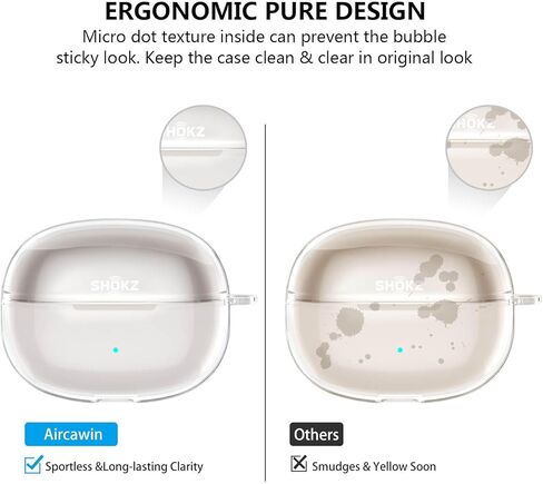 Aircawin لـ SHOKZ Open Dots حافظة واحدة شفافة، لـ SHOKZ Open Dots One Case Cover 2025، مادة TPU الناعمة المقاومة للصدمات لسماعات الأذن اللاسلكية SHOKZ ملحقات سماعات الأذن مع حلقة تسلق وقلم تنظيف - شفاف in Kuwait