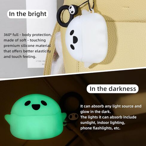 لـ AirPods Pro 3 Case 2025، حافظة شبح ثلاثية الأبعاد لطيفة ومشرقة ومضحكة مصممة لـ Apple AirPods Pro 3rd Generation، غطاء من السيليكون الناعم Anime AirPods Pro 3 للنساء والرجال والأطفال والمراهقين والبنات والأولاد in Kuwait