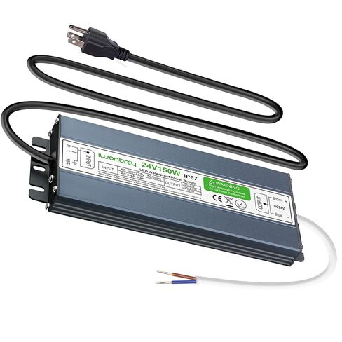 Low Voltage Transformer 300W, IP67 Waterproof LED Power Supply Driver, AC 100-130V to DC 12V Quiet Converter Power Adapter for Indoor Outdoor LED Light Strip, Computer, Landscape Lighting Project in Kuwait