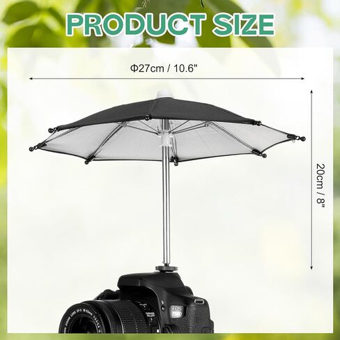 PATIKIL Camera Umbrella, 2 Pack 10.6 Inch Sunshade Camera Hot Shoe Umbrella Rain Cover Protectors for Nikon, Black in Kuwait
