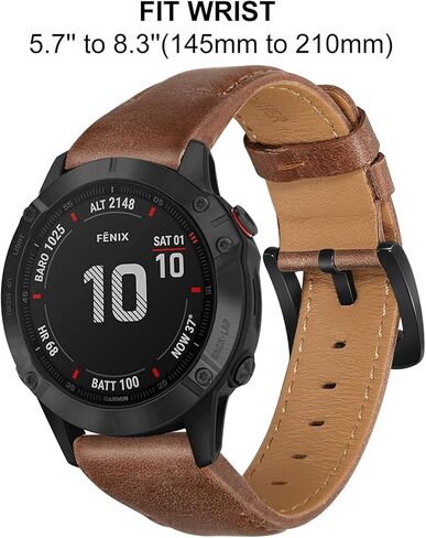 Unoxiento Quick Fit Band for Fenix 8 51mm / 7X / 6X Pro / 5X Plus, 26mm Genuine Cowhide Leather Strap for Garmin Instinct 3 Solar 50mm / Epix Pro 51mm / Enduro 3 in Kuwait