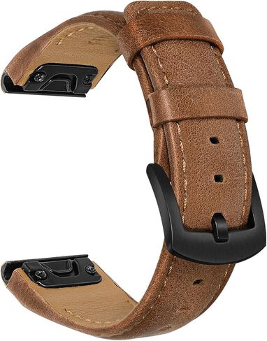 Unoxiento Quick Fit Band for Fenix 8 51mm / 7X / 6X Pro / 5X Plus, 26mm Genuine Cowhide Leather Strap for Garmin Instinct 3 Solar 50mm / Epix Pro 51mm / Enduro 3 in Kuwait