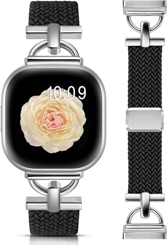 Wearlizer Magnetic Braided Band Compatible with Fitbit Versa 4/Versa 3/Sense 2 1 Bands Women Men, Designer D-Shape Stretchy Elastic Nylon Strap for Versa 3 4 Sense 2 Smartwatch Accessories in Kuwait
