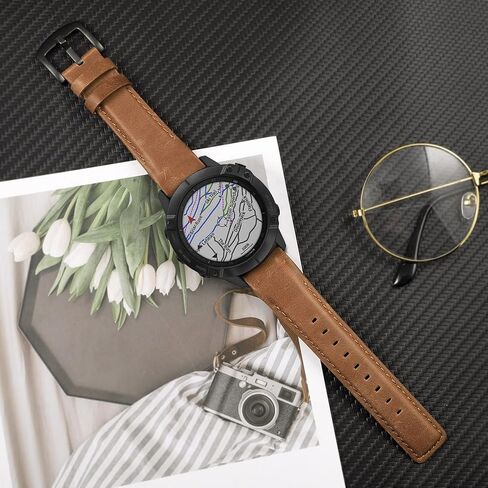 Unoxiento Quick Fit Band for Fenix 8 51mm / 7X / 6X Pro / 5X Plus, 26mm Genuine Cowhide Leather Strap for Garmin Instinct 3 Solar 50mm / Epix Pro 51mm / Enduro 3 in Kuwait