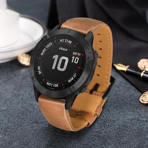 Unoxiento Quick Fit Band for Fenix 8 51mm / 7X / 6X Pro / 5X Plus, 26mm Genuine Cowhide Leather Strap for Garmin Instinct 3 Solar 50mm / Epix Pro 51mm / Enduro 3 in Kuwait