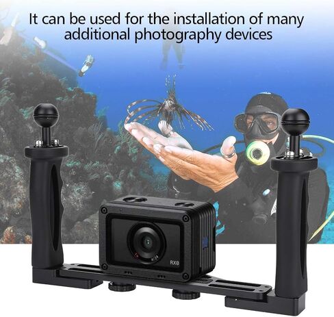 Bewinner Aluminum Tray Dual Handle Grip | with 1in Ball & 1/4in Screws for Underwater Camera Housing Accessories in Kuwait