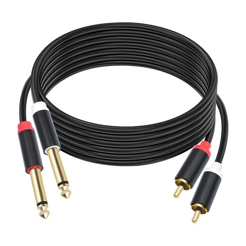 Dual 1/4 TS to Dual RCA Stereo Audio Interconnect Cable 16FT, Gold Plated Copper Shell Heavy Duty 2X6.35mm Male TS to 2 RCA Male Adapter Cable in Saudi Arabia