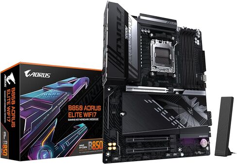 اللوحة الأم GIGABYTE B850 AORUS Elite WIFI7 - وحدات المعالجة المركزية سلسلة AMD Ryzen 9000، 14+2+2 مرحلة رقمية VRM، حتى 8200 ميجاهرتز DDR5 (OC)، 1xPCIe 5.0 + 2xPCIe 4.0 M.2، 2.5 LAN، WiFi 7، USB 3.2 Gen 2x2 in Kuwait