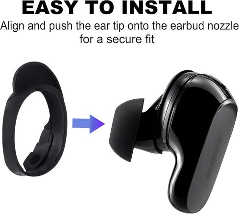 أطراف أذن بديلة متوافقة مع سماعات الأذن Bose QuietComfort Ultra (2023 والجيل الثاني 2025)، يغطي طرف الجناح السيليكون المضاد للانزلاق رأس الأذن مع صندوق تخزين محمول (3، أسود، صغير/متوسط/كبير) in Kuwait