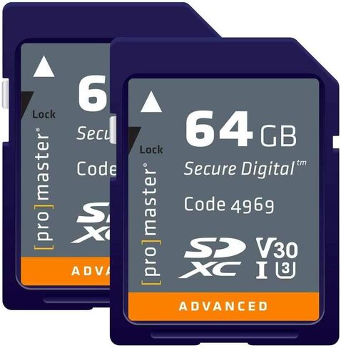 حزمة مزدوجة من الذاكرة الرقمية الآمنة المتقدمة من بروماستر SDXC سعة 64 جيجابايت in Kuwait