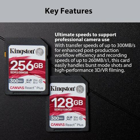 Kingston Canvas React Plus 64GB U3 V90 SD Card (2-Pack) Bundle with Focus All-in-One High Speed Card Reader (3 Items) in Kuwait