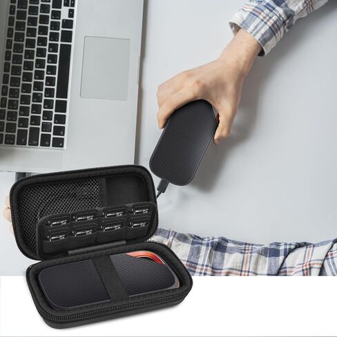 حافظة PAIYULE لجهاز SanDisk Extreme PRO SSD المحمول مع USB4، لمحركات الأقراص الصلبة SanDisk 2TB 4TB، وبطاقات الذاكرة، ومنظم حامل تخزين بطاقات SD (صندوق فقط) - أسود in Kuwait