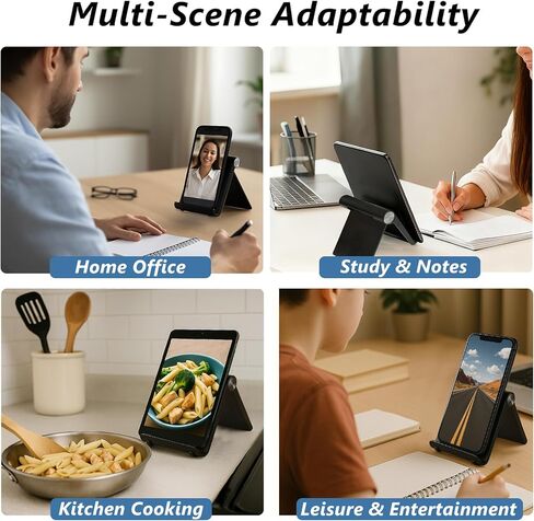 Black Adjustable Multi-Angle Portable Stand for Tablets, E-Readers & Phones in Kuwait