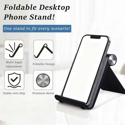 Black Adjustable Multi-Angle Portable Stand for Tablets, E-Readers & Phones in Kuwait