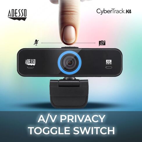 Adesso 4K Webcam Dual Microphones, Adjustable FOV, Built-in Dual Microphones, Privacy Switch, Tripod Mount & Crystal Clear 4K UHD Video - Perfect for Video Calls, Streaming, and Online Classes in Kuwait