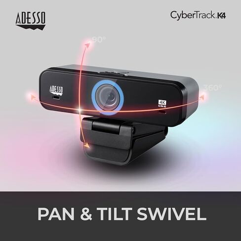 Adesso 4K Webcam Dual Microphones, Adjustable FOV, Built-in Dual Microphones, Privacy Switch, Tripod Mount & Crystal Clear 4K UHD Video - Perfect for Video Calls, Streaming, and Online Classes in Kuwait