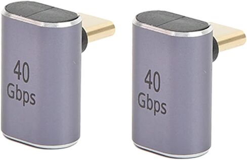 قطعتان من محول USB C، موصل بزاوية قائمة 90 درجة، محول من النوع C عالي السرعة بسرعة 40 جيجابت في الثانية لشحن المساحات الصغيرة ونقل البيانات in Kuwait