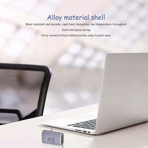 قطعتان من محول USB C، موصل بزاوية قائمة 90 درجة، محول من النوع C عالي السرعة بسرعة 40 جيجابت في الثانية لشحن المساحات الصغيرة ونقل البيانات in Kuwait