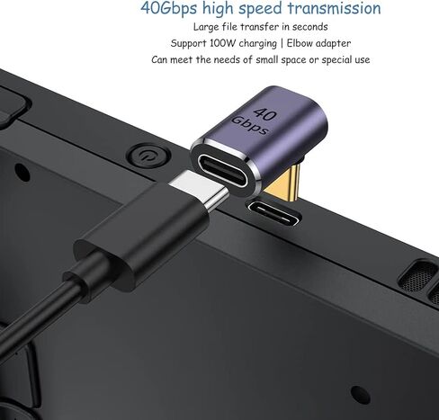 قطعتان من محول USB C، موصل بزاوية قائمة 90 درجة، محول من النوع C عالي السرعة بسرعة 40 جيجابت في الثانية لشحن المساحات الصغيرة ونقل البيانات in Kuwait