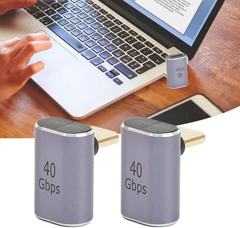 قطعتان من محول USB C، موصل بزاوية قائمة 90 درجة، محول من النوع C عالي السرعة بسرعة 40 جيجابت في الثانية لشحن المساحات الصغيرة ونقل البيانات in Kuwait