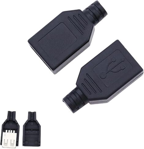 10 قطعة موصل USB ذكر أنثى 4 دبوس مع غطاء بلاستيكي أسود من النوع A مجموعات ذاتية الصنع (10 قطعة ذكر) in Kuwait