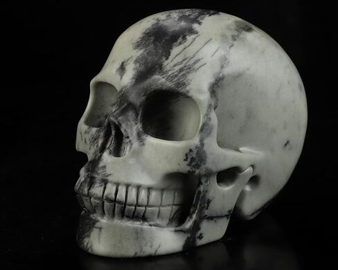 Skullis 5.0" Black Picasso Crystal Skull, Hand Carved Gemstone Fine Art Sculpture, Reiki Healing Stone Statue. in Saudi Arabia