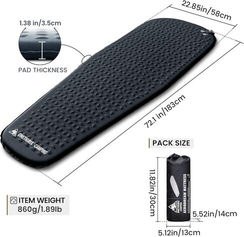 ONETIGRIS CAMPING AERODREAM Self-Inflating Mattress,4.1 R Inflatable Foam Sleeping Pad for Camping,Backpacking and Hiking in Kuwait