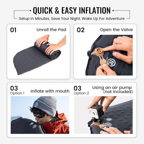 ONETIGRIS CAMPING AERODREAM Self-Inflating Mattress,4.1 R Inflatable Foam Sleeping Pad for Camping,Backpacking and Hiking in Kuwait