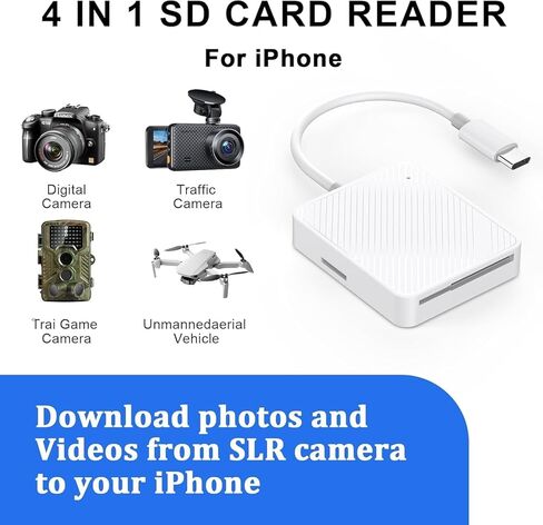 [Apple MFi Certified] USB SD Card Reader for iPhone iPad,USB C High Speed to SD TF Card Adapter for iPhone,Camera Memory Card Readers with Micro SD for iPhone 17 Air Pro Max 16 15 Plus iPad MacBook in Kuwait