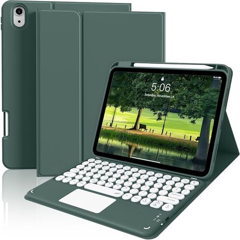 حافظة JKSML لجهاز iPad الجيل العاشر مع لوحة مفاتيح، وغطاء قابل للطي مع حامل أقلام رصاص، ولوحة تتبع متعددة اللمس، وإضاءة خلفية بـ 7 ألوان، ولوحة مفاتيح قابلة للفصل لجهاز iPad (A16) الجيل الحادي عشر/العاشر in Kuwait